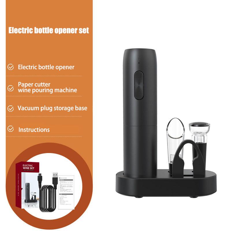 Electric Bottle Opener Household Wine Set Driver Red Wine Automatic Electric Bottle Opener With Charging Base Wine Lover Kitchen