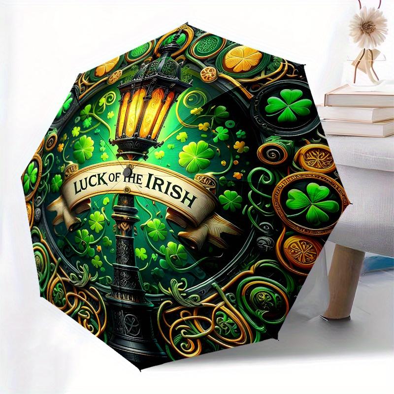 Luck of the Irish Stained Cute Lampshade - Green & Golden Decorative Lantern Shade Umbrella - Cute Umbrella with Cute Design,