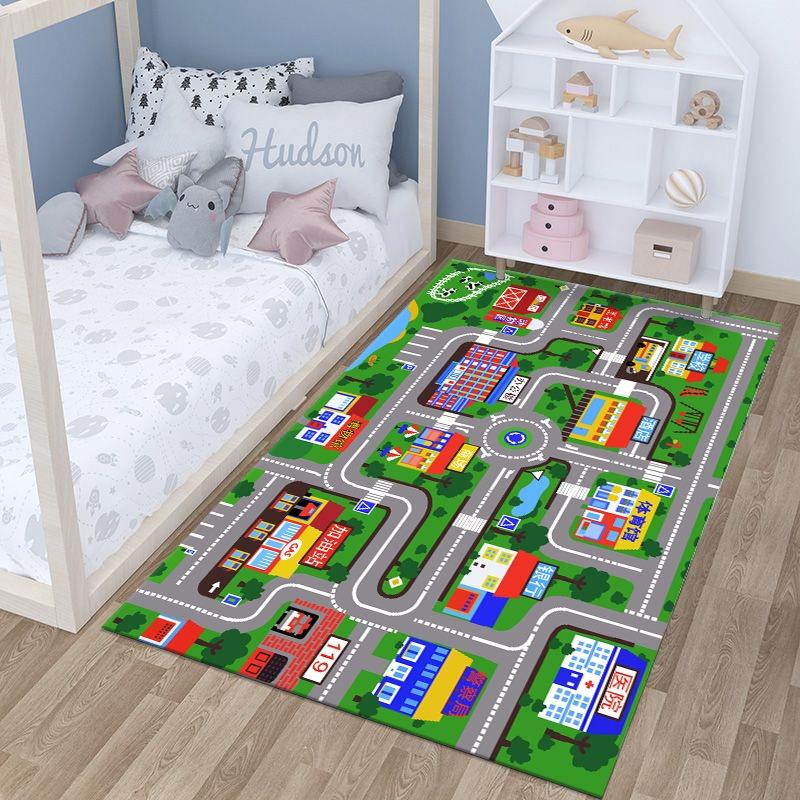 City Traffic Parking Carpet Cartoon Educational Children Play Mat Non Slip Rugs for Bedroom Decor Home Decoration Washable Rug
