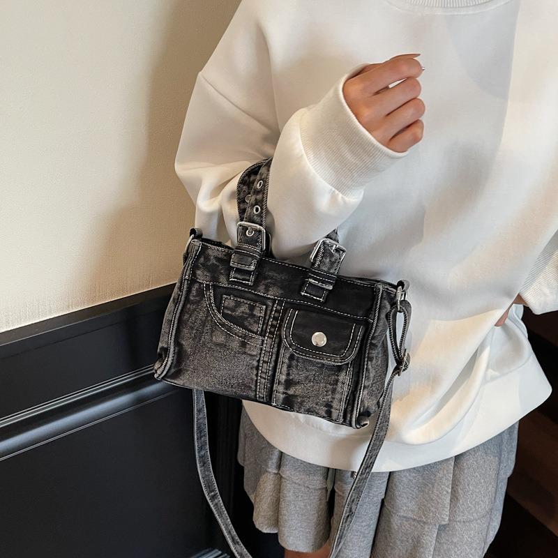 Niche Retro Versatile Washed Denim Handbag Bag New Shoulder Messenger Bag Fashion Casual Bag
