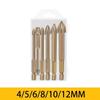 5/6Pcs Set Cemented Carbide Cross Hex Tile Glass Ceramic Drill Bits Set Efficient Drilling Tool Hole Opener for Wall (Size : 4-5-6-8-10-12mm)
