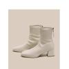 Fashion 2025 New British Retro Style Square Toe Women Show Skinny Block Heel Versatile Soft Leather Booties