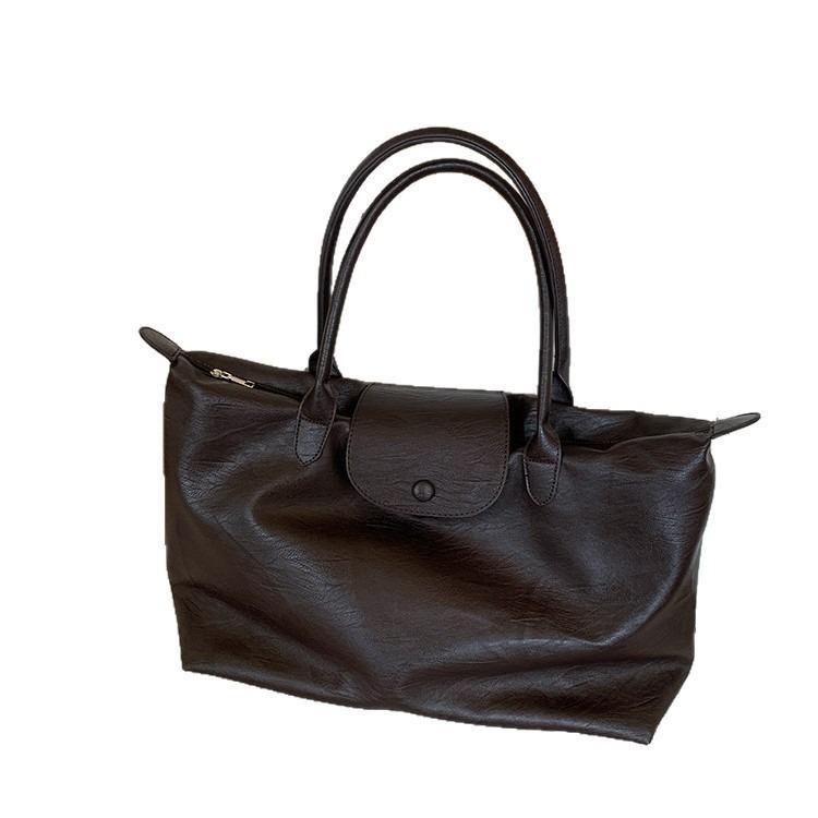 Large Capacity Commuter Tote Bag Black Handheld Short Trip Travel Bag Business Trip Lightweight Waterproof Portable Luggage Bag for Women