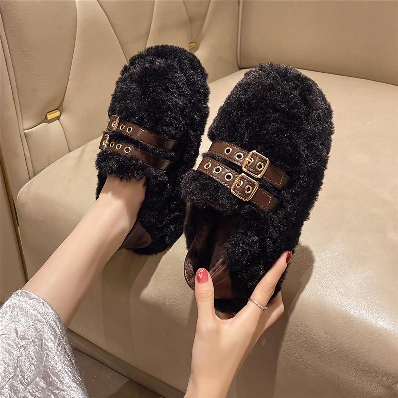 Winterschuhe für Damen, Plüsch- und warme Baumwollschuhe, flauschige Winterschuhe aus Wolle, Plateauschuhe für Damen, Schneestiefel, Winter-Baumwollpantoffeln