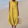 Women's Sleeveless Tank Dress 3D Printed Crew Neck Tunic Dress Casual Beach Vacation Sundress with Pockets