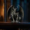 Halloween Gothic Decoration Gargoyle Figurine, Medieval Dark Winged Statue, Resin Weather Resistant Garden Art Horn Demon Ornament for Office