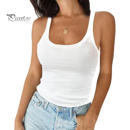 

Женская майка без рукавов с бретельками-спагетти и круглым вырезом, трикотажная майка в рубчик, облегающая базовая рубашка-майка для повседневной носки, пляжа и офиса M белый