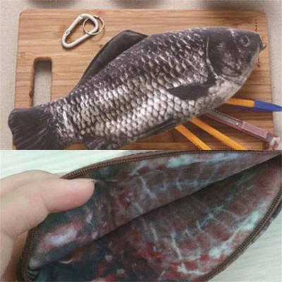 Simulated Crucian Pencil Bag Personality Creative Salt Fish Shaped Pen Pencil Case Funny Handbag for Students Teenages Girls
