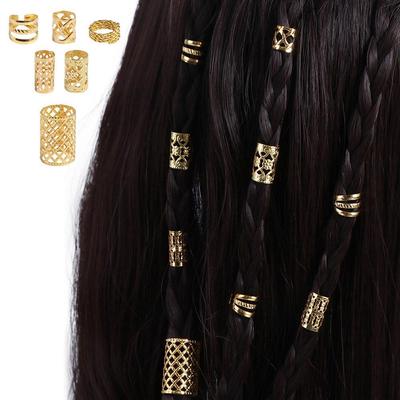 90 Stück Dreads Ausgehöhlter Haarring Haarzopf Metallmanschettenclips Dreads Perlen Mehrere Stil Kopfbedeckung Haarzopf Röhrchen