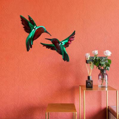 Delicate Metal Hummingbird Wall Art for Outdoor Patio Decor