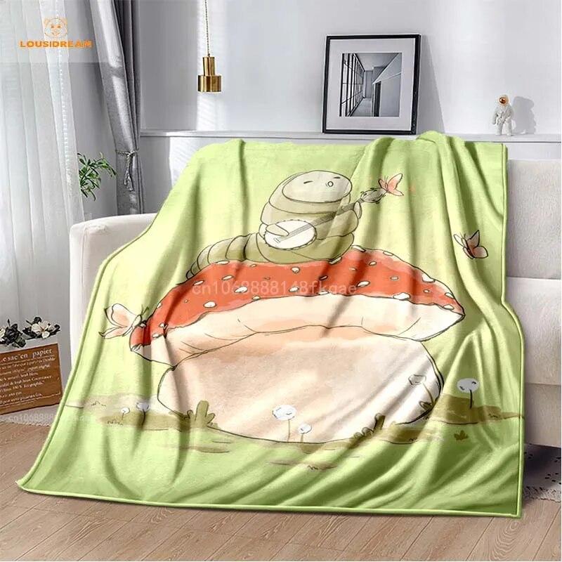 Anime Green Frog Designová deka s velkými očima Měkká přehoz přes postel Plážový teplý cestovní povlak pro děti Chlapci Dívky Dárek