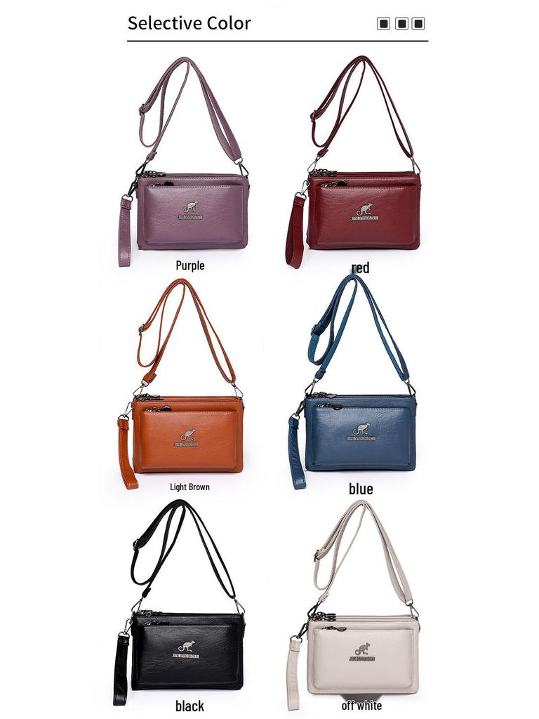 Trendig mjukt läder flerlagers damaxelväska/crossbodyväska