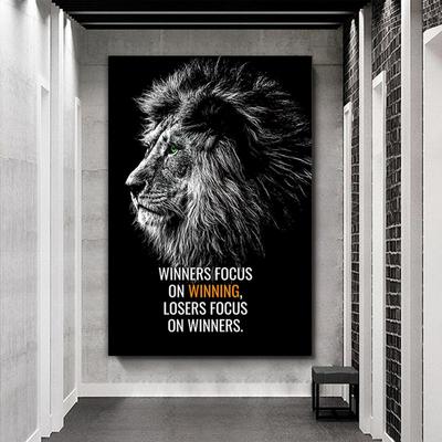 Wild Animal Canvas Painting Letter Motivational Quote Art Posters Tiger Lion Picture Print Wall Paintings for Office Home Decor
