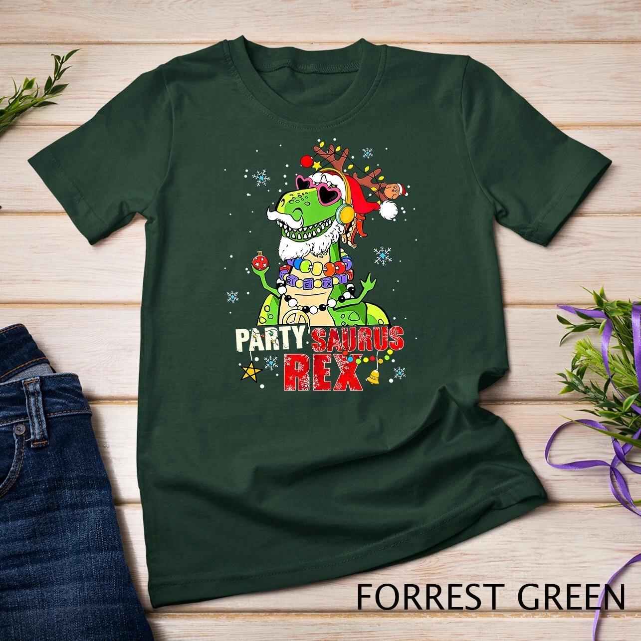Partysaurus Rex Christmas Outfit Funny Christmas Tee T-Shirt Unisex T-shirt 1 S