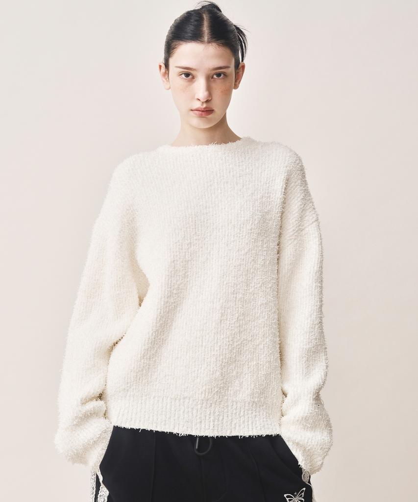Nigaennikol Soft Boucle Ls Sweater_Cream