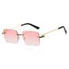 High Quality Rimless Square Metal Sunglasses Women Men Exquisite Fashion Brand Sun Glasses Party Travel Lady Man Glasses UV400