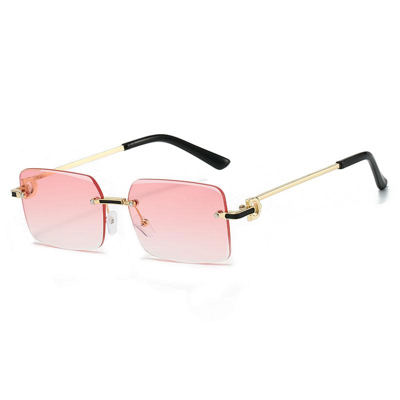 High Quality Rimless Square Metal Sunglasses Women Men Exquisite Fashion Brand Sun Glasses Party Travel Lady Man Glasses UV400