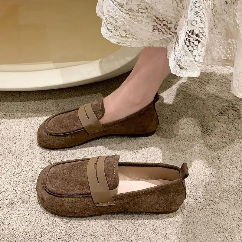 Fashion Woman Flats Suede Elegant Party Black Single Slip-on Quick Delivery 2025 Summer Shoe Lastest Y2k Wholesale Young Shoes for Women