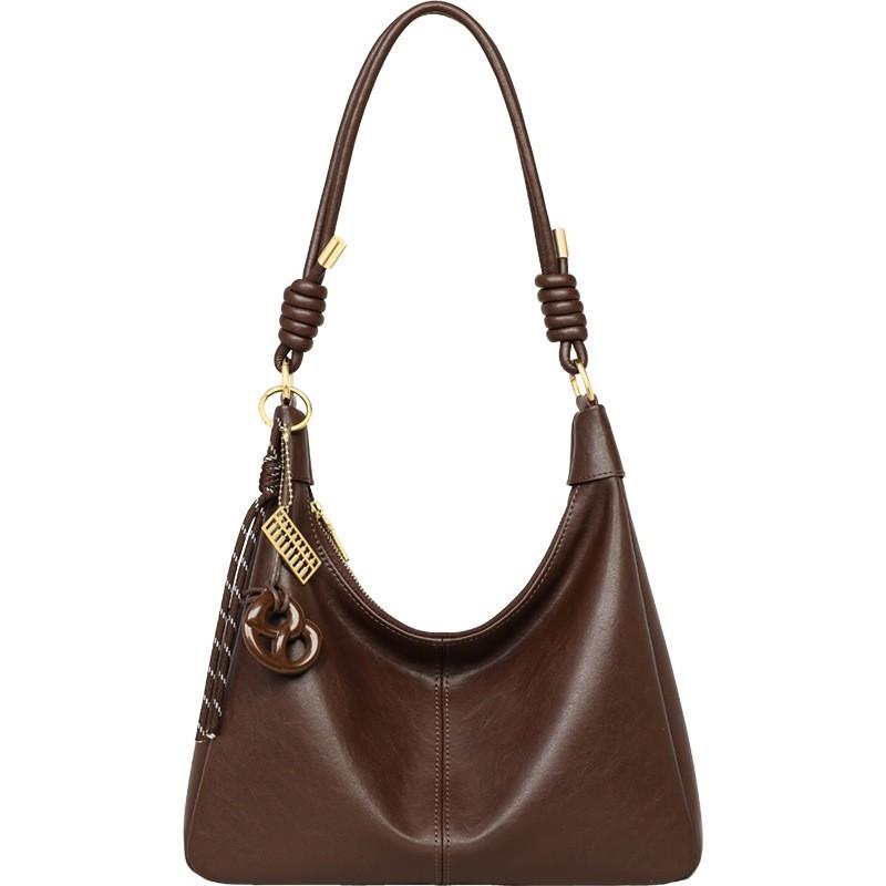 Womens Large Capacity Tote Bag Crossbody Shoulder In Coffee Color Soft Leather Street Style