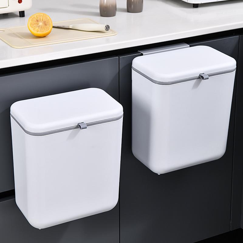 Hanging Kitchen & Bathroom Trash Can with Slide Cover - Wall-Mounted, Sealed Waste & Storage Bin