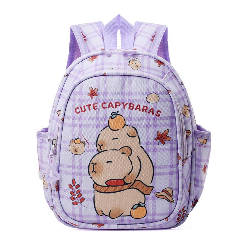 Capybara Kids Backpack For School With Nylon Material And Cartoon Pattern