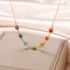 Dawapara Rainbow Seven Chakras Crystal Healing Necklace Chakra Protection Crystals Choker Spiral Charm Stainless Steel Jewelry