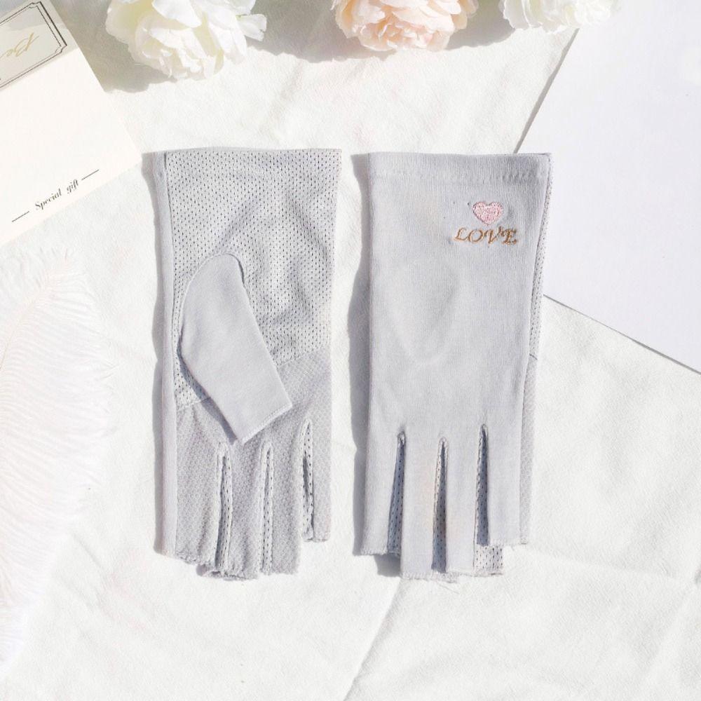 Half Finger Sunscreen Gloves Breathable Nail Art Mittens New Riding Driving Gloves  Summer
