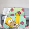 S-Simpsons Homer Donut Pattern Bedding Throws Soft Cozy Trend Blanket  For Couch Chair Camping Flannel Bedspread Bed Cover