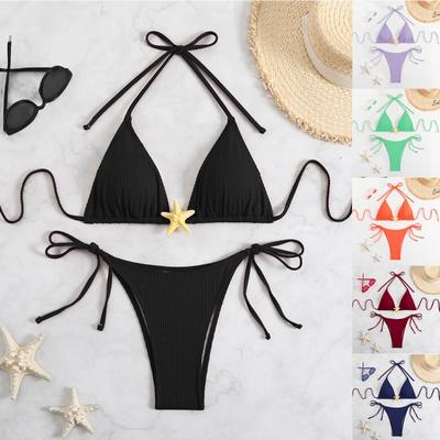 Costum de baie vintage pentru vacanță pe plajă, bikini sexy, costum de baie split, costum de baie triunghiular, cusături fine într-o varietate de culori, costume de baie de plajă