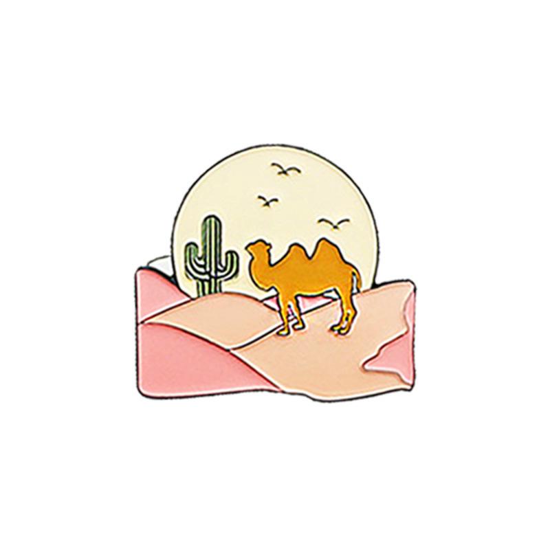Sunset Camel in Pink Desert Brooch: Creative Animal Landscape
