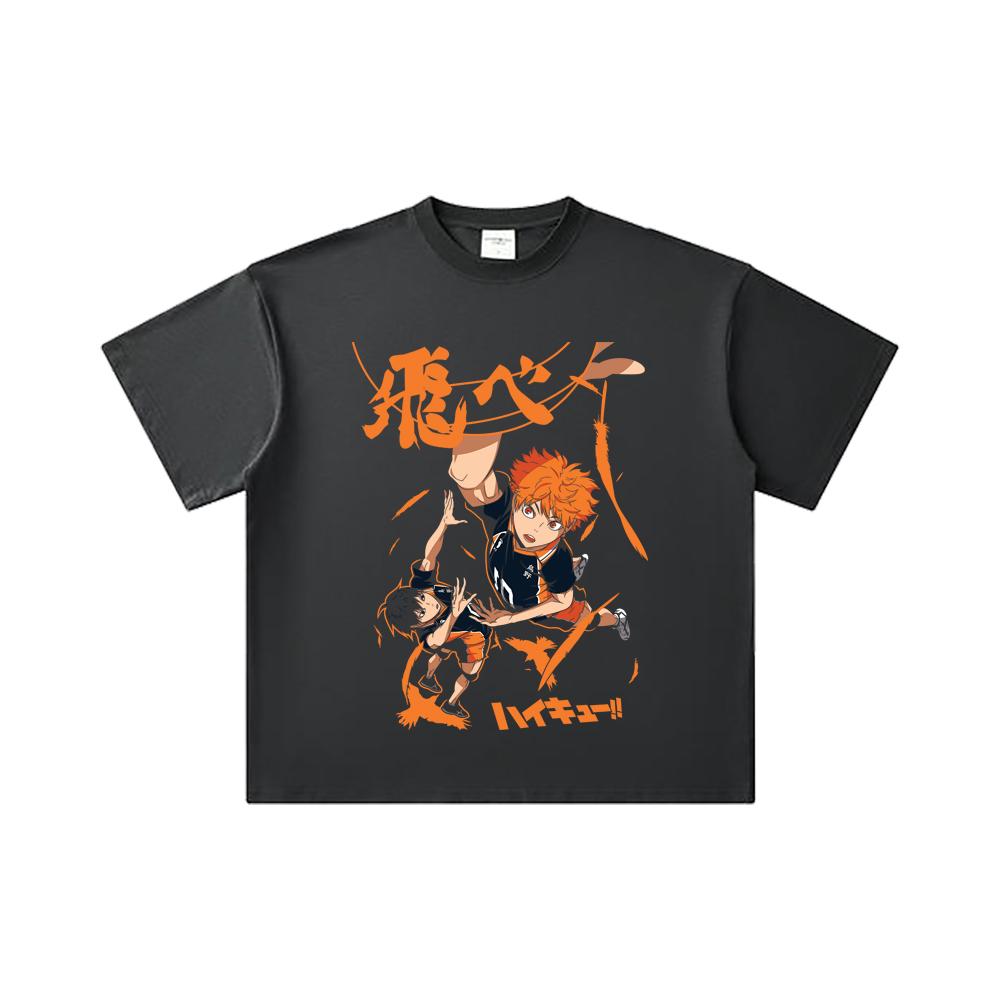 260 GSM Double Yarn 32 Count 100% Cotton Haikyuu V10 Hinata Tobio Print Unisex Heavy Cotton T Shirt