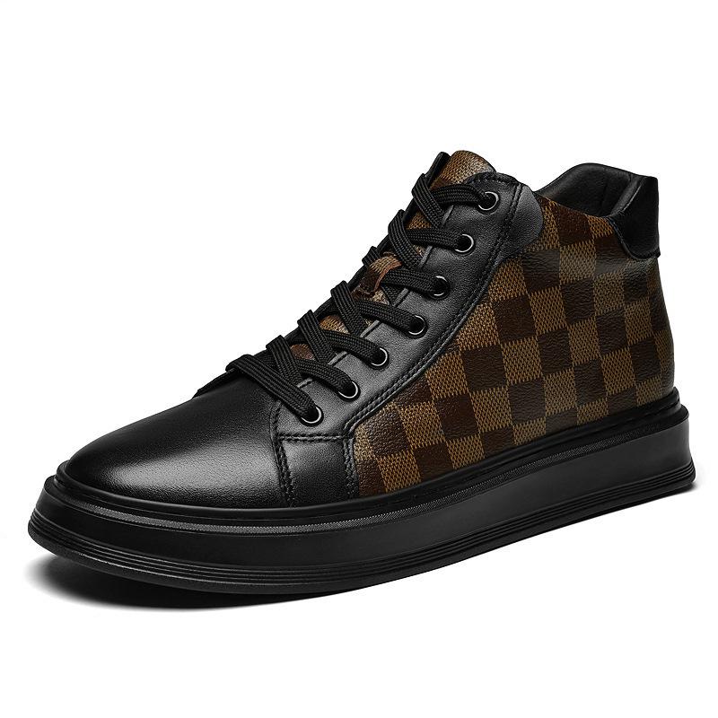 Men's Retro Cowhide Leather Casual Shoes - Low or High-Top, Large Size White Sneakers