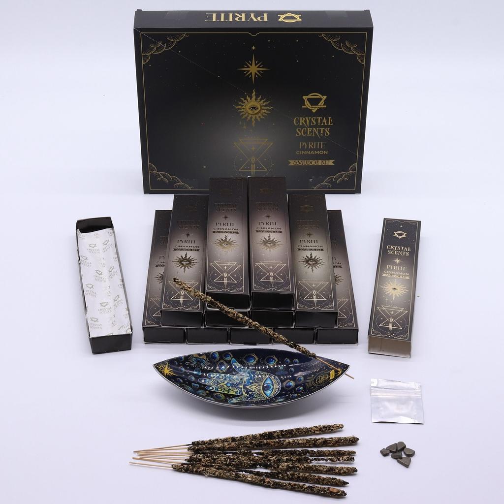 6x Pyrite Crystal Scents Smudge Incense – Cinnamon