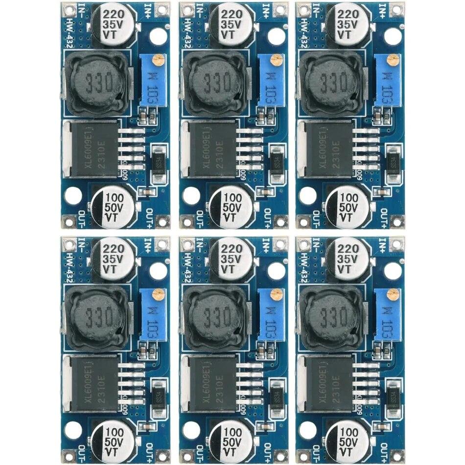 6Pc XL6009 Boost Converter Module DC-DC 3-32V To 5-35V Adjustable Output Voltage 4A Power Supply Power Converter Board Regulator