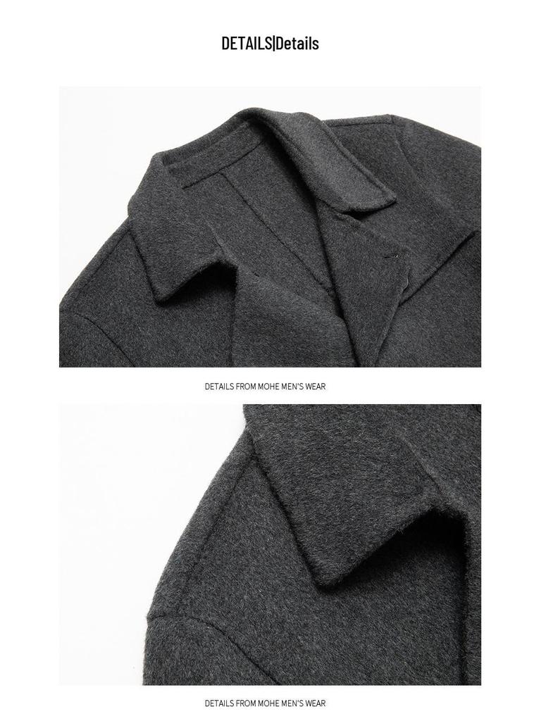 Men's Mid-Length High-End Woolen Trench Coat - Autumn/Winter Warmth