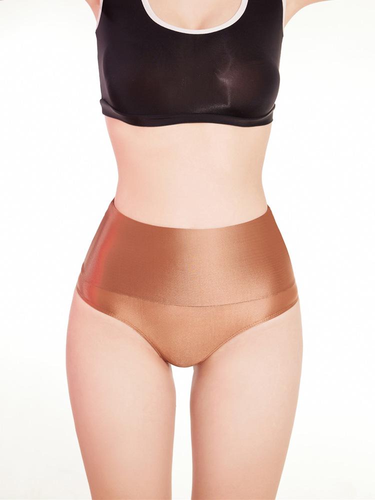 Sexy Sheer See Through High Waist Briefs Elastic Underwear Oil Glossy Shiny G-string Satin Smooth T-Back Push Up Hip Thong