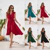 Women's Waist Waist Sexy V-neck Dress Leisure Vacation Travel Dress Sleeveless Split Dress