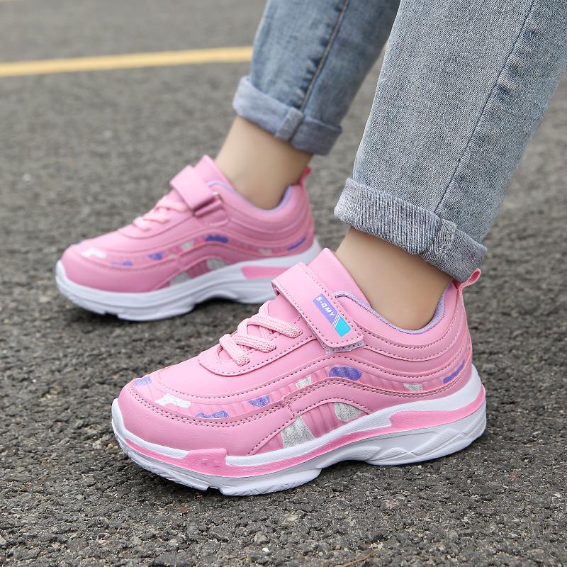 Girls Sport Shoes Waterproof Running Kids Sneakers Casual Leather Pink Breathable Fashion Antislip Lightweight Children Shoes