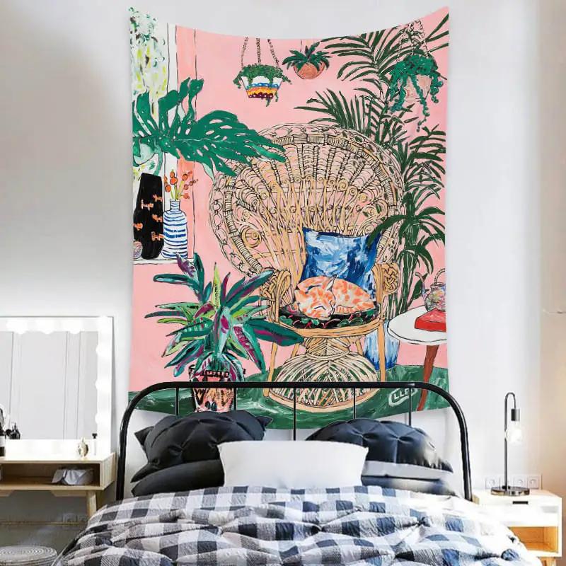 Bohemian Schlafzimmer Wanddekoration Makramee Wandbehang Teenager Ästhetik Indie Zimmerdekor Anime Wandteppich Großer Stoff Wandteppich