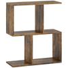 Side Table, Narrow End Table with Storage Shelves, S-Shaped, 3-Tier, 50W x 19.5D x 58H cm, Rustic Brown