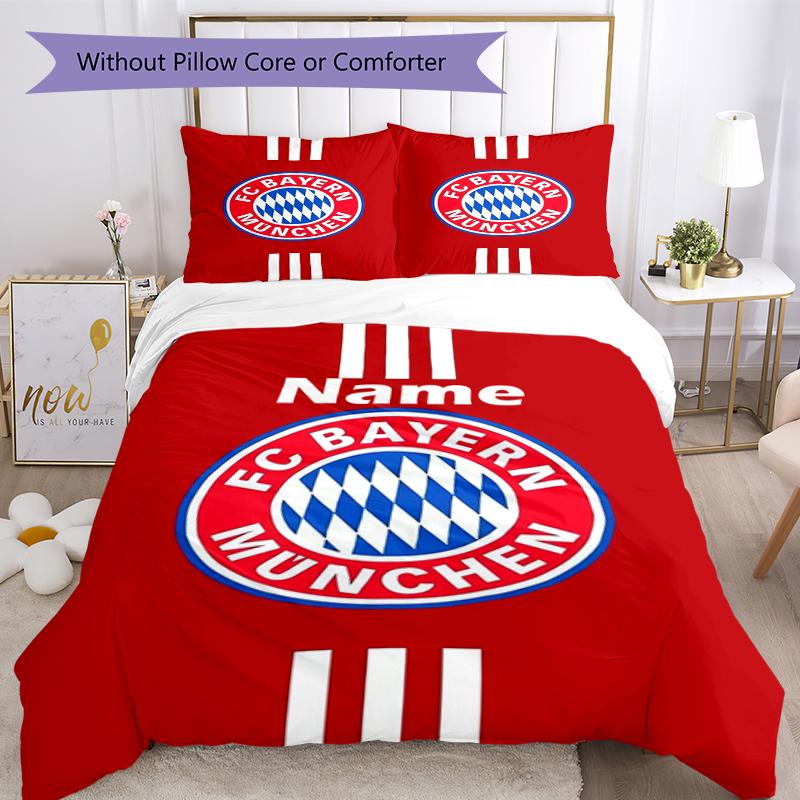 Set Biancheria da Letto FC Bayern München Personalizzato con Nome 3 Pezzi Copripiumino Chiusura Include 1 Copripiumino e 2 Federe, Morbido e Confortevole per Tutte le Stagioni.