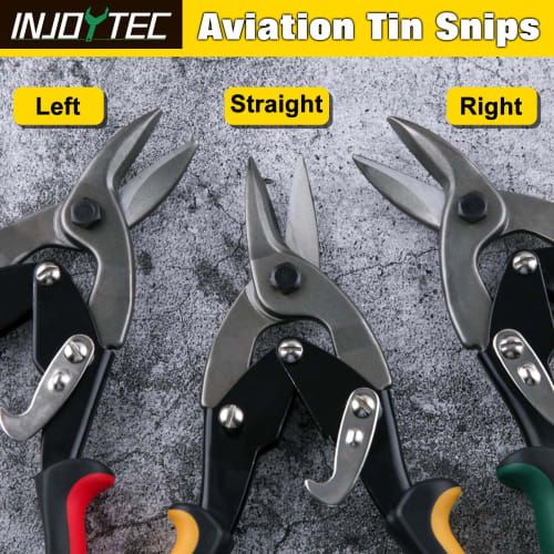 INJOYTEC Metal Scissors, Double-Powered, Straight Type, Powerful, Straight Blade, All-Purpose, for Sheet Metal, Cardboard, Cardboard, and Bulky Waste