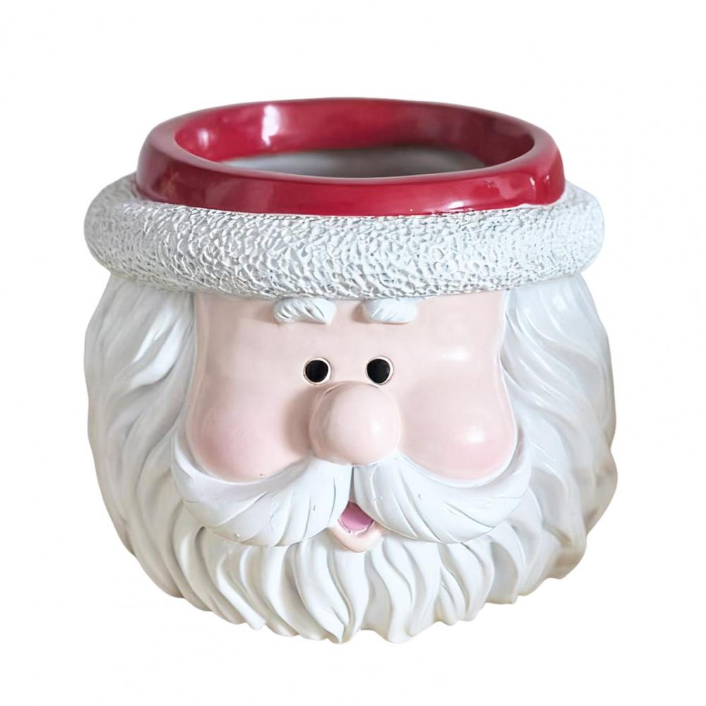 Świąteczny Bałwan Doniczka Głowa Świętego Mikołaja Żywica Sukulenty Zioła Doniczka Dekoracja Dom Balkon Ogród