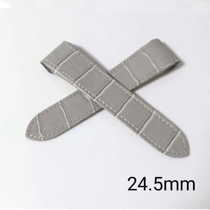 Used 24.5mm Watch Italian Calf Leather Belt Gray [Compatible with] Cartier Santos 100 Chronograph Cartier