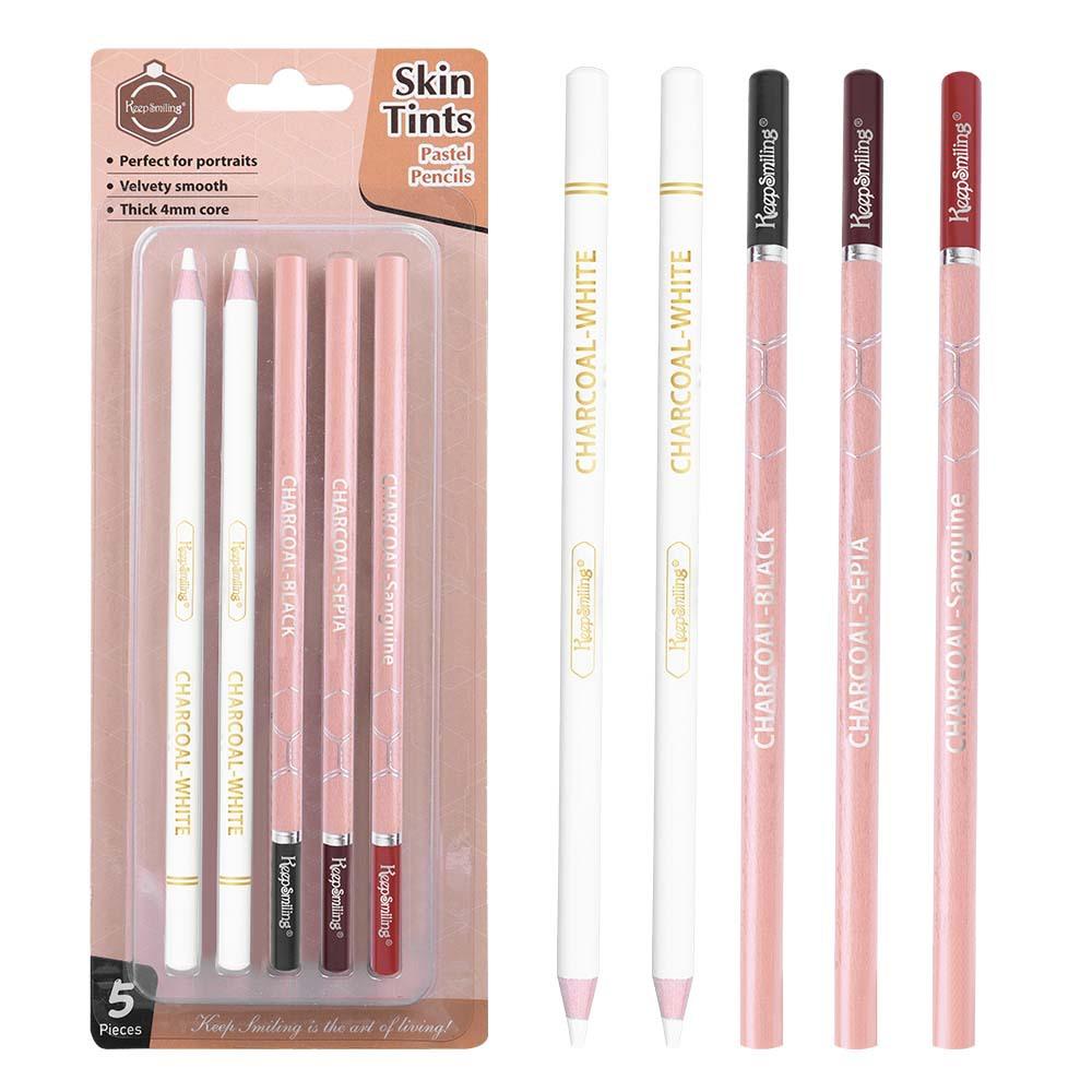 5pcs Sketch Charcoal pencil Set Coloring Power Easy To Color for Character Sketch Portrait Drawing Comic Cartoon Design