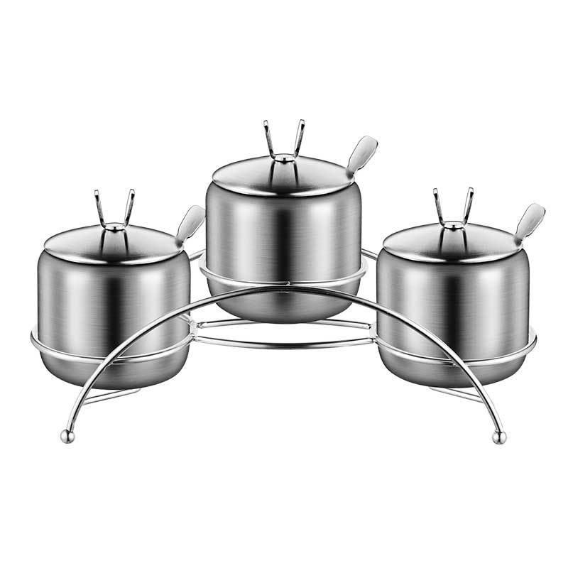Rotating 304 Stainless Steel Spice Jar Set: Kitchen Seasoning and Storage Containers for Salt, Sugar, MSG, and Chili