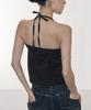 ZIZEMUSEUM Strap Detail Halter Neck Blouse (Black)