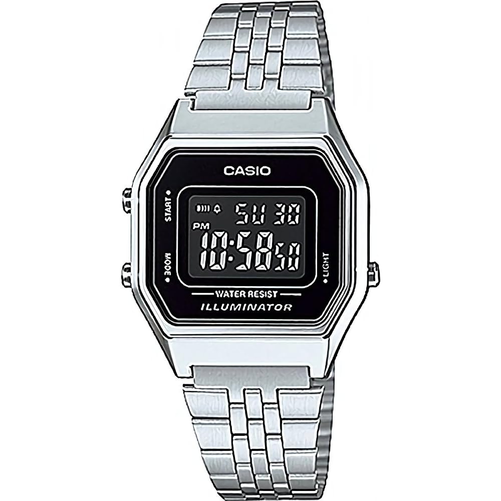 Casio Basic Digital Ladies Watch LA680WA-1B Silver Stainless Steel Case 33mm