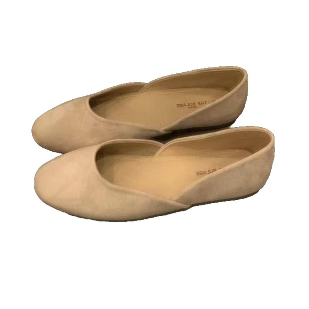 Real soft leather retro soft sole evening shoes women versatile lady one pedal flat bottom beautiful single shoes women