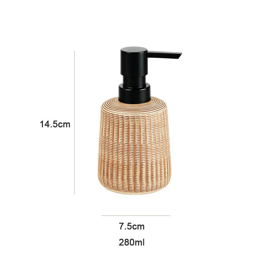 Vintage Seramik Dikey Çizgili Losyon Şişesi - 400ml Otel veya Ev için Duş Jeli Dispenseri.